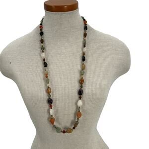 Vintage stone beaded long 32 inch necklace